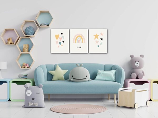 Impresi Obraz Cute rainbow baby decor - 90 x 40 cm (3-piese)