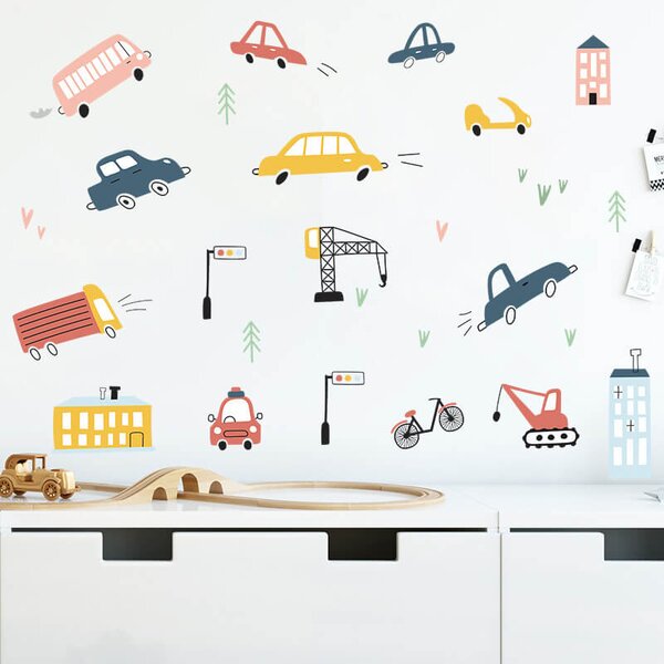 Impresi Autocolant pentru camera copilului Kids cars - 60x30 cm