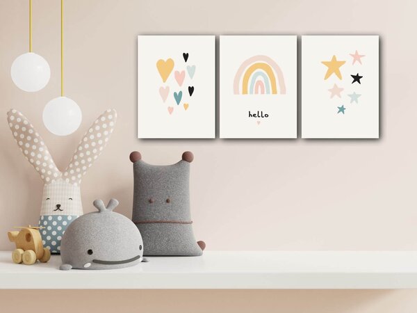 Impresi Obraz Cute rainbow baby decor - 90 x 40 cm (3-piese)