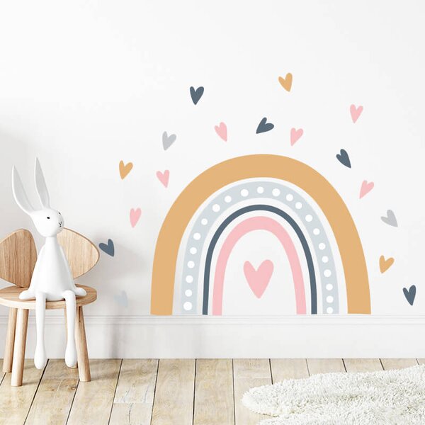 Impresi Autocolant pentru camera copilului Rainbow and hearts - 60x40cm