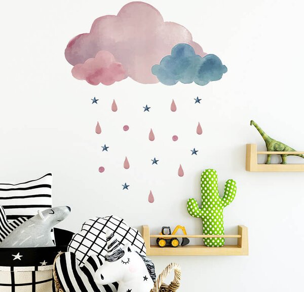 Impresi Autocolant pentru camera copilului Pink and blue clouds - 39x22cm