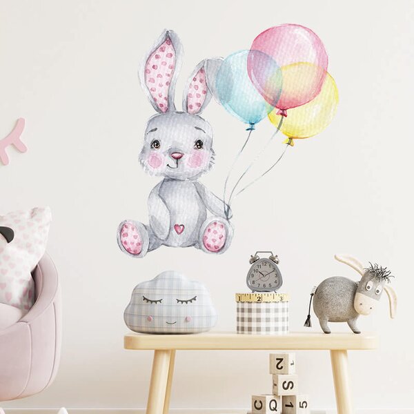 Impresi Autocolant pentru camera copilului Rabbit and balloons - 39x41cm