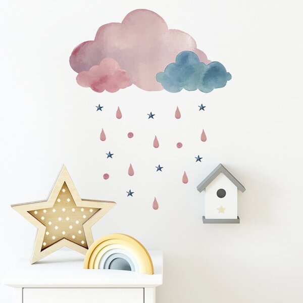 Impresi Autocolant pentru camera copilului Pink and blue clouds - 39x22cm