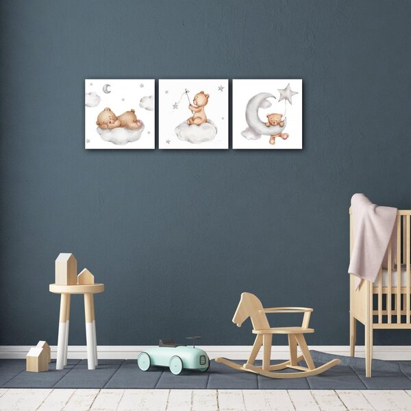 Impresi Obraz Set of three pictures with bears - 90 x 30 cm (3-piese)