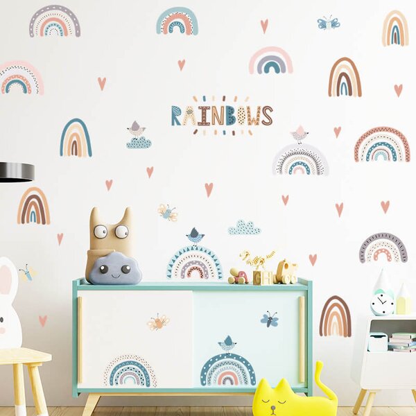 Impresi Autocolant pentru camera copilului Colorful little rainbows - 90x30cm