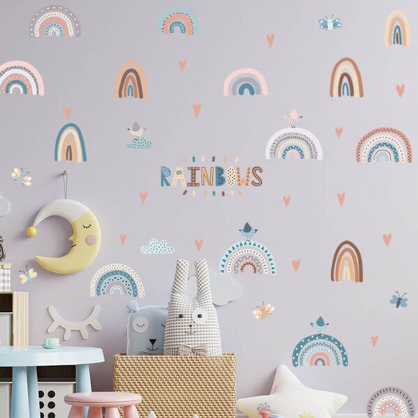 Impresi Autocolant pentru camera copilului Colorful little rainbows - 90x30cm