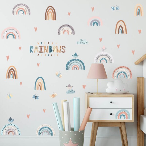 Impresi Autocolant pentru camera copilului Colorful little rainbows - 90x30cm