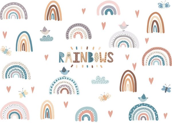 Impresi Autocolant pentru camera copilului Colorful little rainbows - 90x30cm