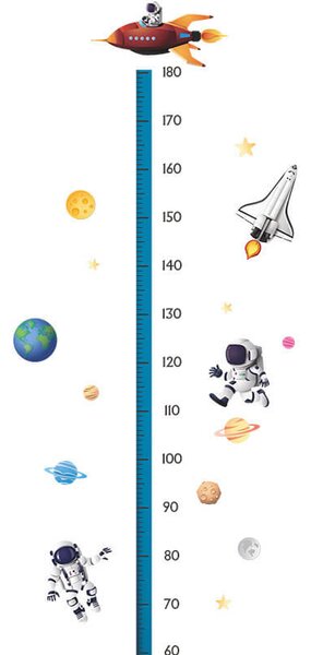 Impresi Autocolant pentru camera copilului Children's height chart astronauts - 90x30cm
