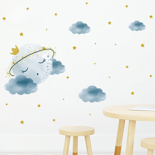 Impresi Autocolant pentru camera copilului Sleeping moon - 90x30cm