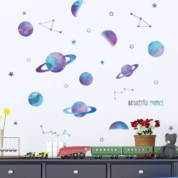 Impresi Autocolant pentru camera copilului Planets - 90x30cm