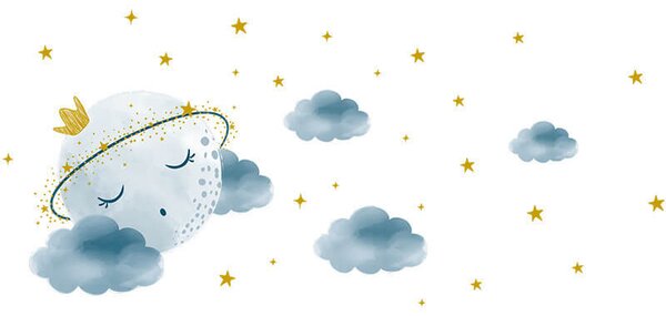 Impresi Autocolant pentru camera copilului Sleeping moon - 90x30cm