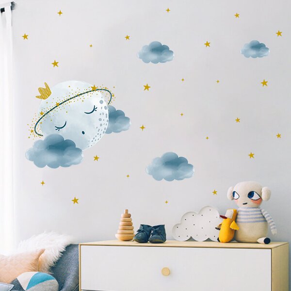 Impresi Autocolant pentru camera copilului Sleeping moon - 90x30cm