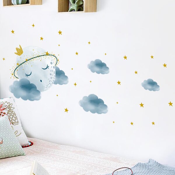 Impresi Autocolant pentru camera copilului Sleeping moon - 90x30cm