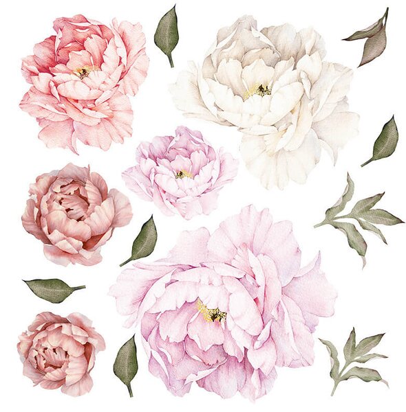 Impresi Autocolant pentru camera copilului Peony flowers - 60x30cm 2ks