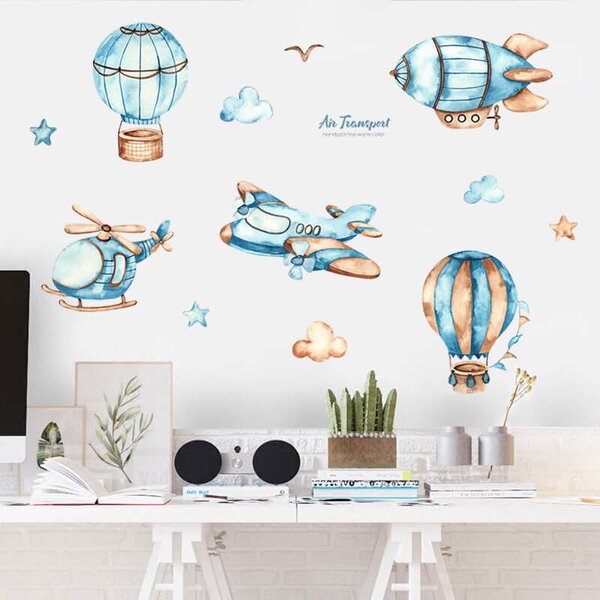 Impresi Autocolant pentru camera copilului Airplanes and balloons - 90x30cm 2 ks