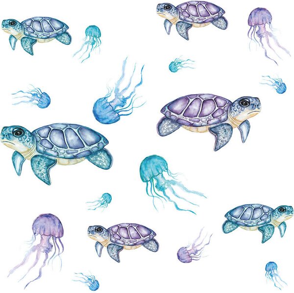 Impresi Autocolant pentru camera copilului Sea world - 60x30cm