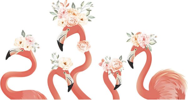 Impresi Autocolant pentru camera copilului Flamingos - 90x30cm 2 ks