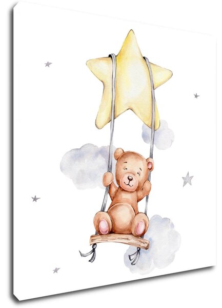 Impresi Obraz Teddy bear on a swing - 20 x 20 cm