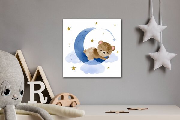 Impresi Obraz Bear on blue moon - 20 x 20 cm