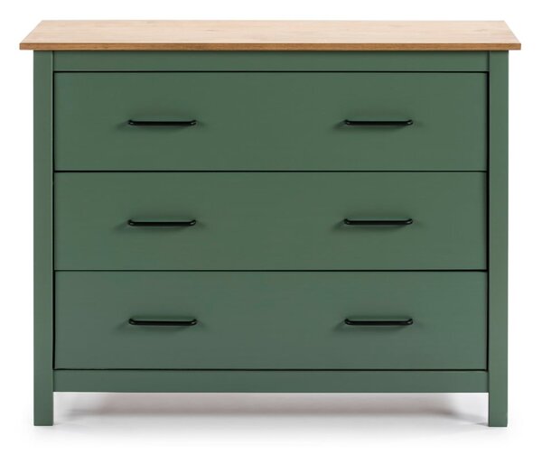 Comodă verde/în culoare naturală joasă din lemn masiv de pin 100x80 cm Miranda – Marckeric