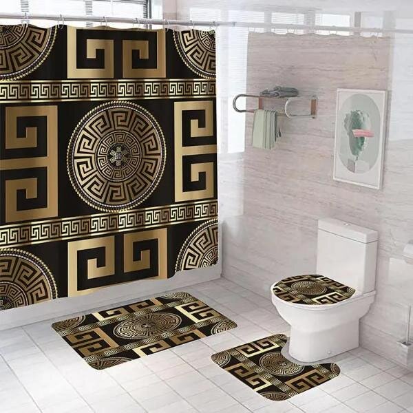 Set Pentru Baie: Perdea, Covorase Si Husa De Toaleta - Versace