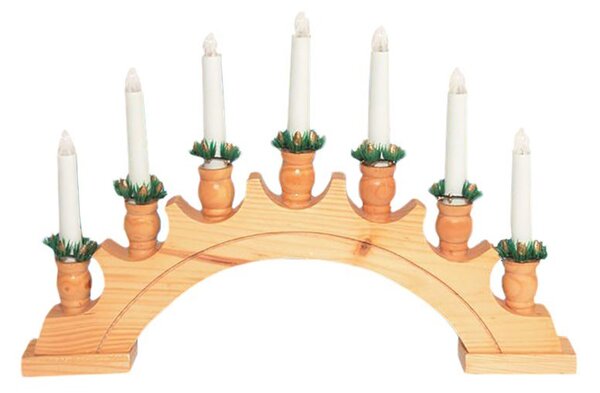 Piramida decorativa cu lumanari, 7 becuri, 230V, suport lemn, Home