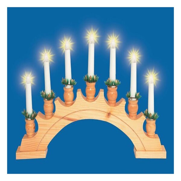 Piramida decorativa cu lumanari, 7 becuri, 230V, suport lemn, Home
