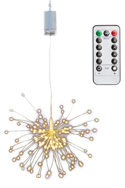 Artificii decorative 120 microLED-uri, 60 fire, telecomanda, 8 tipuri iluminare