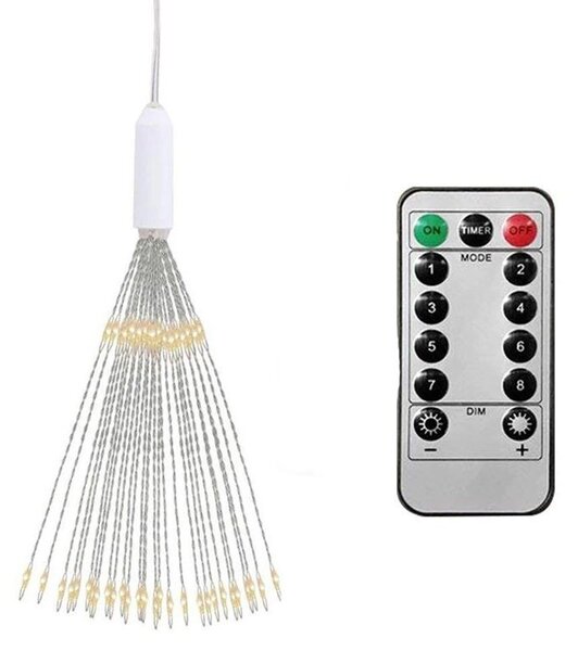 Artificii decorative 120 microLED-uri, 60 fire, telecomanda, 8 tipuri iluminare