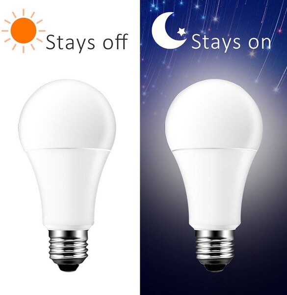 Bec LED cu senzor zi/noapte, putere 10W, forma A60, lumina naturala