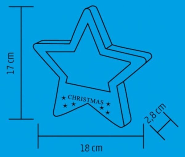 Decoratiune stea iluminata LED, pentru usa sau geam, temporizator, lemn, 17 cm