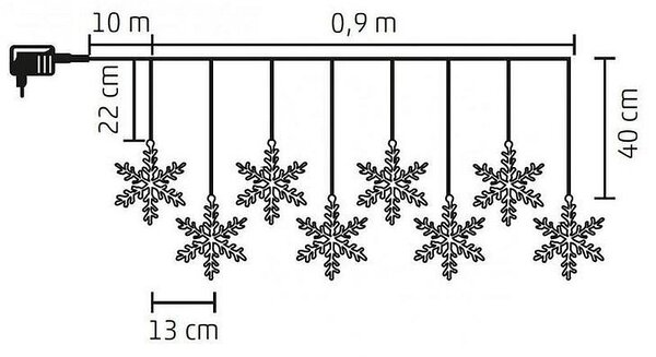 Ghirlanda Fulgi de zapada LED, material acril, lungime 0.9 m, IP44