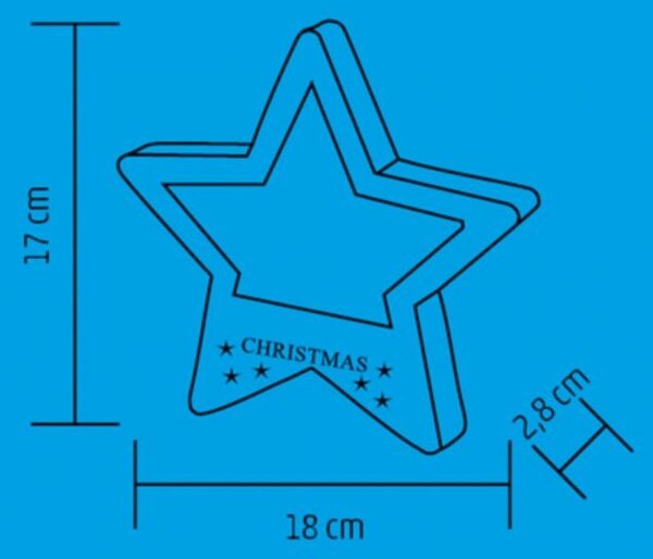 Figurina stea pentru geam sau usa, 6 LED-uri, temporizator, lemn, inaltime 17 cm