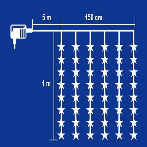 Perdea de stelute luminoase, 48 LED-uri, lungime 1.5 m, interior