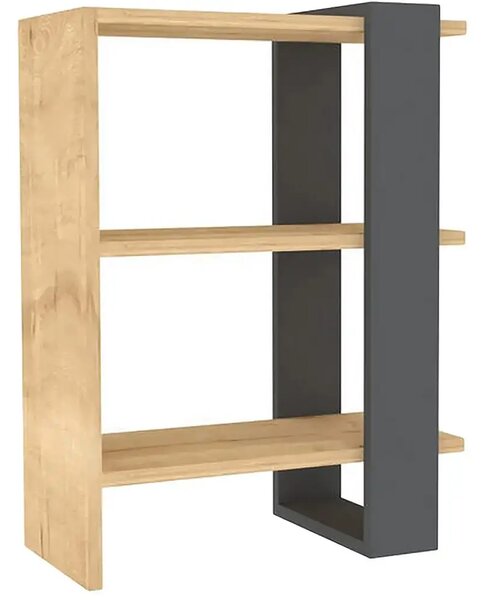 Biblioteca Slow modern culoare stejar si antracit 70 cm