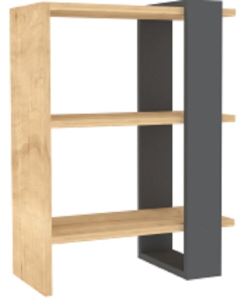 Biblioteca Slow modern culoare stejar si antracit 70 cm