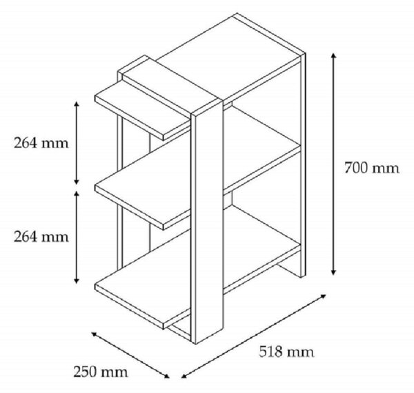Biblioteca Slow modern culoare stejar si antracit 70 cm