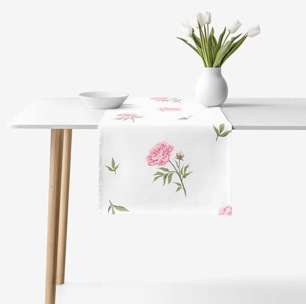 Goldea napron de masă 100% bumbac - bujori 35x140 cm