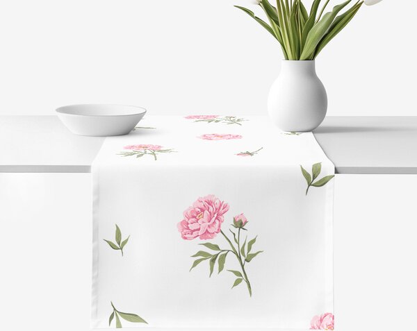 Goldea napron de masă 100% bumbac - bujori 35x140 cm