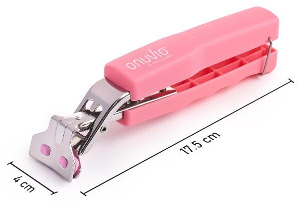 Maner universal tip cleste pentru manevrare recipiente fierbinti, oale, tigai, tavi, onuvio®, anti-alunecare, sistem blocare, otel inoxidabil, rezistent la temperatura, 17.5cm x 4cm - roz
