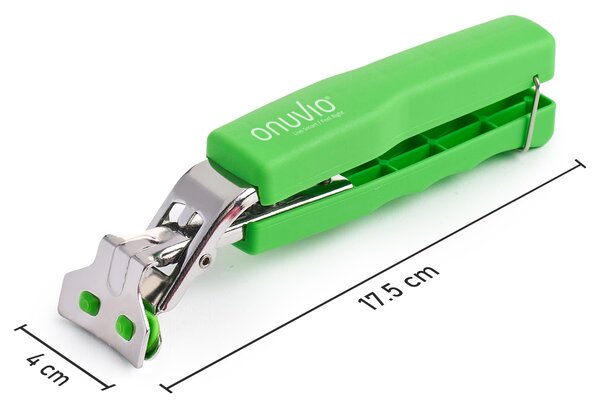 Maner universal tip cleste pentru manevrare recipiente fierbinti, oale, tigai, tavi, onuvio®, anti-alunecare, sistem blocare, otel inoxidabil, rezistent la temperatura, 17.5cm x 4cm - verde