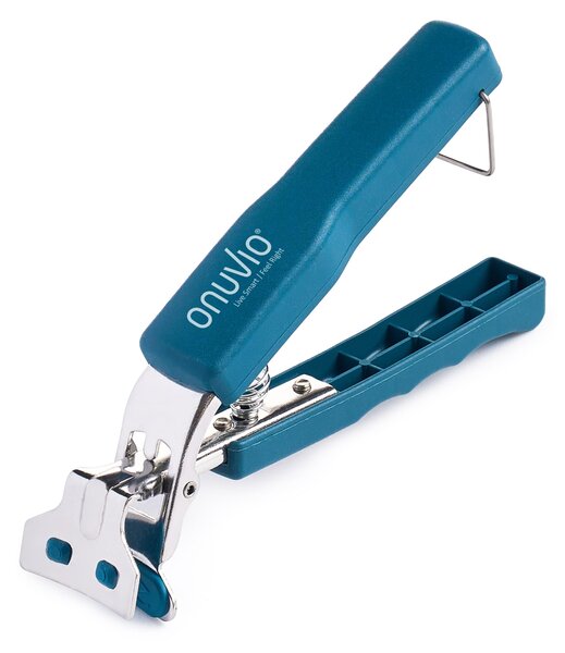 Maner universal tip cleste pentru manevrare recipiente fierbinti, oale, tigai, tavi, onuvio®, anti-alunecare, sistem blocare, otel inoxidabil, rezistent la temperatura, 17.5cm x 4cm - albastru
