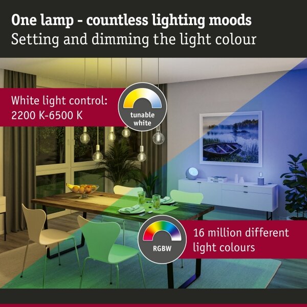 Bec LED RGBW dimabil FILAMENT E27/6,3W/230V 2200-6500K - Paulmann 29156