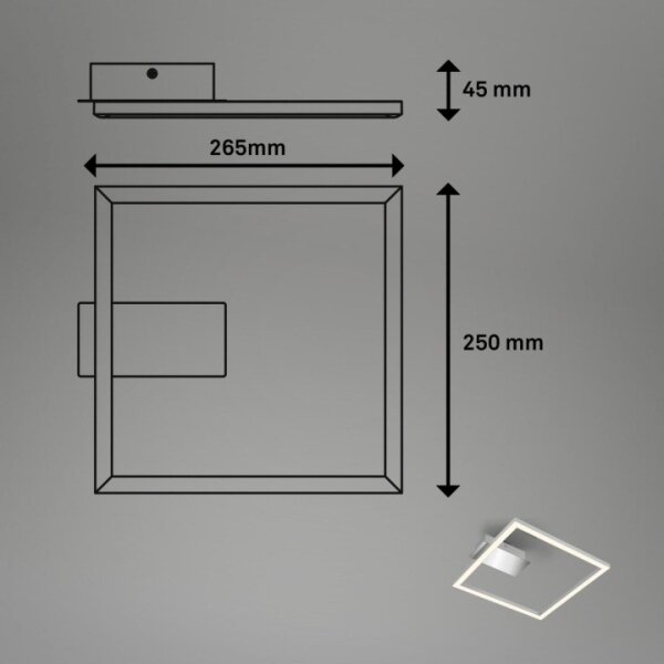Briloner 3780-014-LED Plafonier FRAME LED/14W/230V 26,5x25 cm crom mat