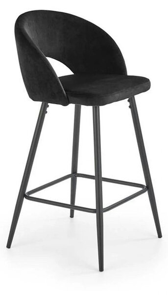 Scaun bar 65 cm H96, negru - HLR 66, stofa catifelata/otel