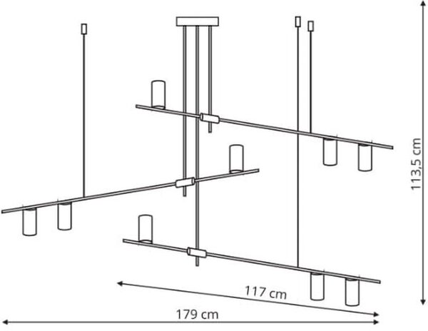 Light Prestige Arizona lampă suspendată x40 W negru-auriu LP-074/9PLBK/GD