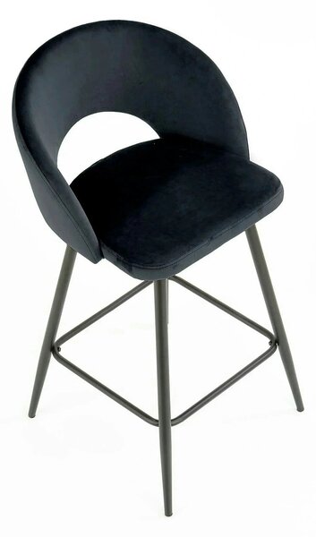 Scaun bar 65 cm H96, negru - HLR 66, stofa catifelata/otel