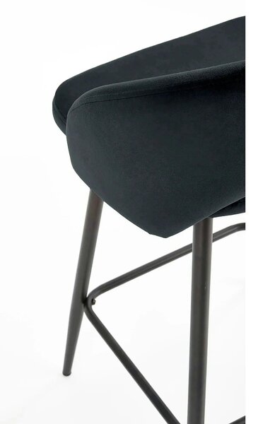 Scaun bar 65 cm H96, negru - HLR 66, stofa catifelata/otel