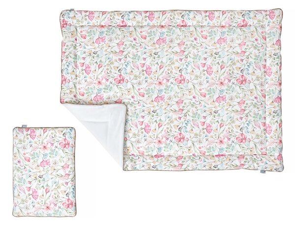 Set pătură și pernă pentru copii Pinio Floral, 100 x 135 cm